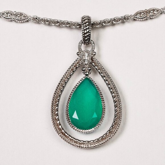 Judith Ripka Sterling Silver with Dyed Sapphire Pendant Necklace    (JR 7) - Picture 3 of 9